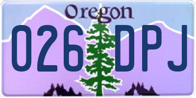 OR license plate 026DPJ