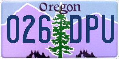 OR license plate 026DPU