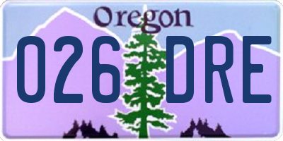 OR license plate 026DRE