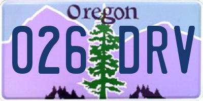 OR license plate 026DRV