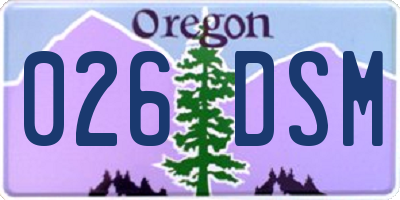 OR license plate 026DSM