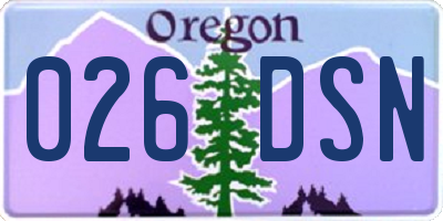 OR license plate 026DSN