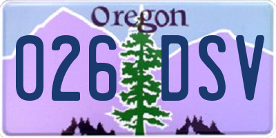 OR license plate 026DSV