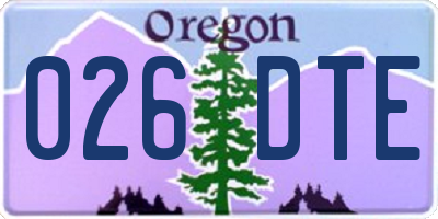 OR license plate 026DTE
