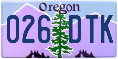 OR license plate 026DTK