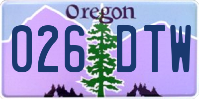 OR license plate 026DTW