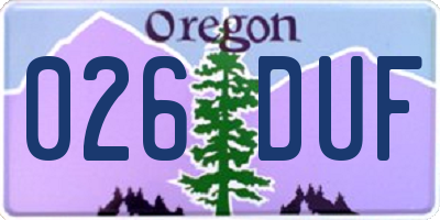 OR license plate 026DUF