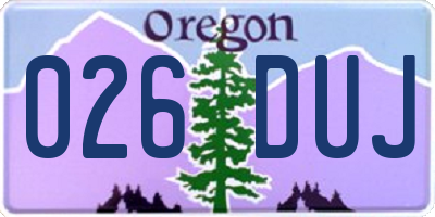 OR license plate 026DUJ