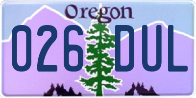 OR license plate 026DUL