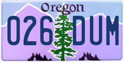 OR license plate 026DUM