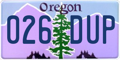 OR license plate 026DUP