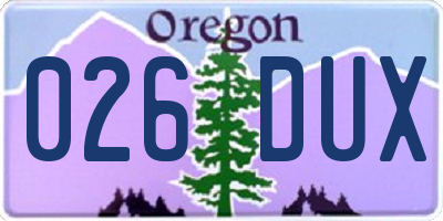 OR license plate 026DUX