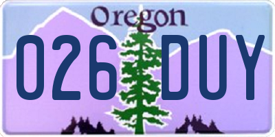OR license plate 026DUY