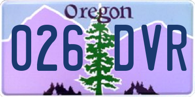 OR license plate 026DVR