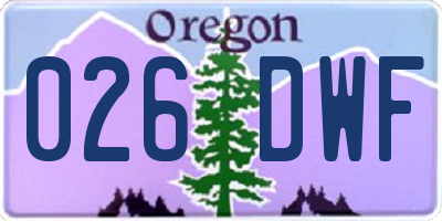 OR license plate 026DWF