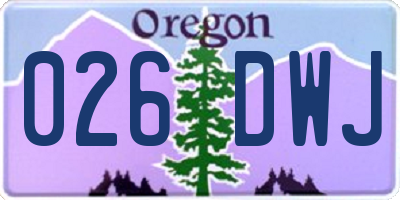OR license plate 026DWJ