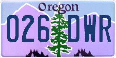 OR license plate 026DWR