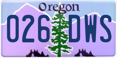 OR license plate 026DWS