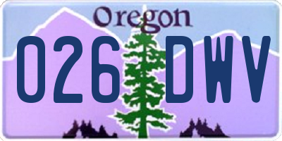 OR license plate 026DWV