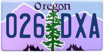 OR license plate 026DXA