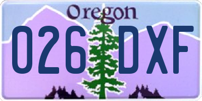 OR license plate 026DXF