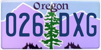 OR license plate 026DXG