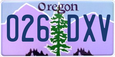 OR license plate 026DXV