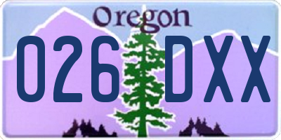OR license plate 026DXX