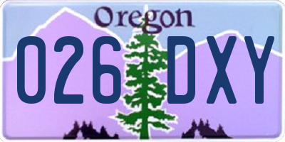 OR license plate 026DXY