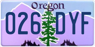 OR license plate 026DYF