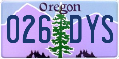 OR license plate 026DYS