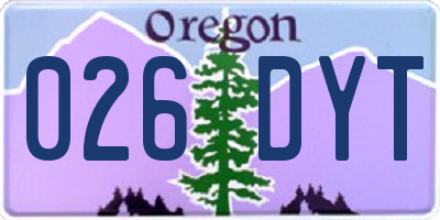 OR license plate 026DYT