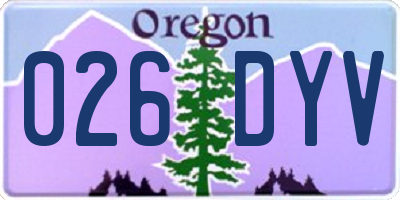 OR license plate 026DYV