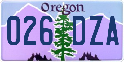 OR license plate 026DZA