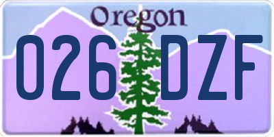 OR license plate 026DZF