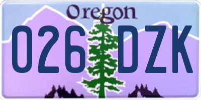 OR license plate 026DZK