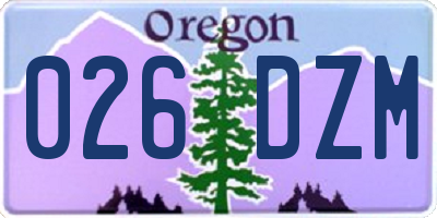 OR license plate 026DZM