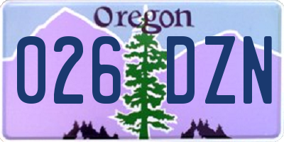OR license plate 026DZN
