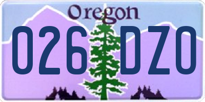 OR license plate 026DZO