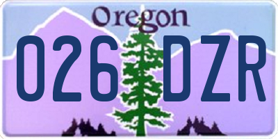 OR license plate 026DZR