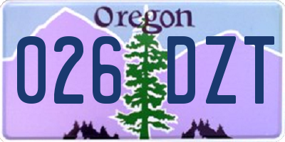OR license plate 026DZT