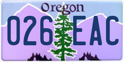 OR license plate 026EAC