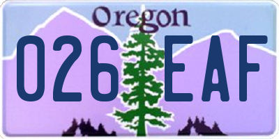 OR license plate 026EAF