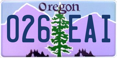 OR license plate 026EAI