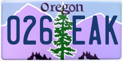 OR license plate 026EAK