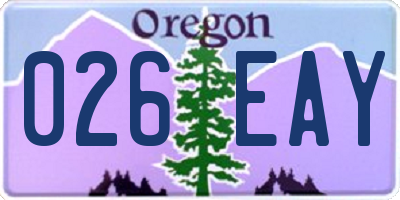 OR license plate 026EAY
