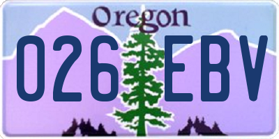 OR license plate 026EBV