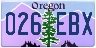 OR license plate 026EBX