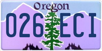 OR license plate 026ECI
