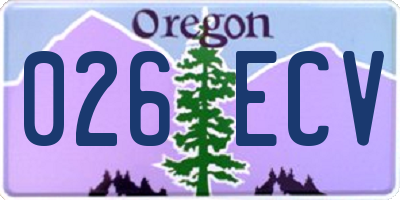 OR license plate 026ECV